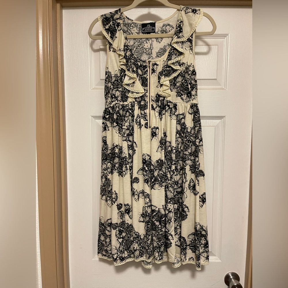 Angie Butterfly Babydoll Dress w/cream & black designs